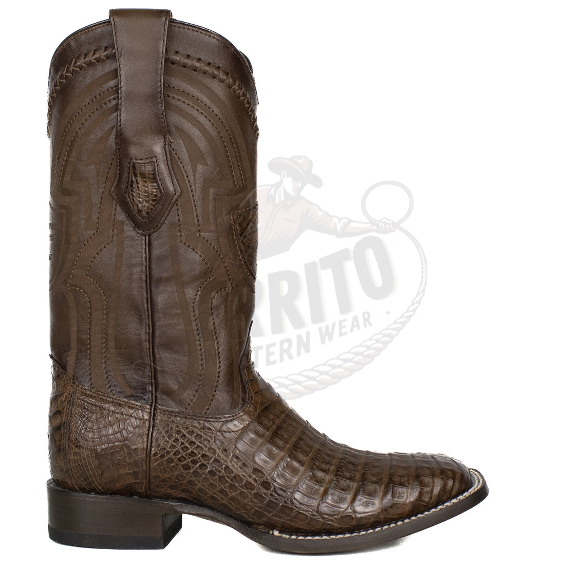 Wild West Men Caiman Belly Brown 824L8207 Square Toe Boot