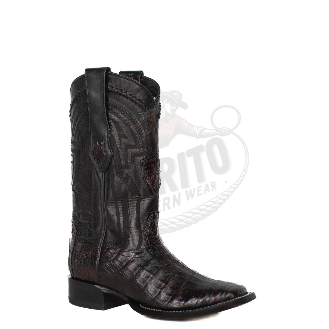 Wild West Men Caiman Belly Square Toe Blackcherry 824L8218 Boot