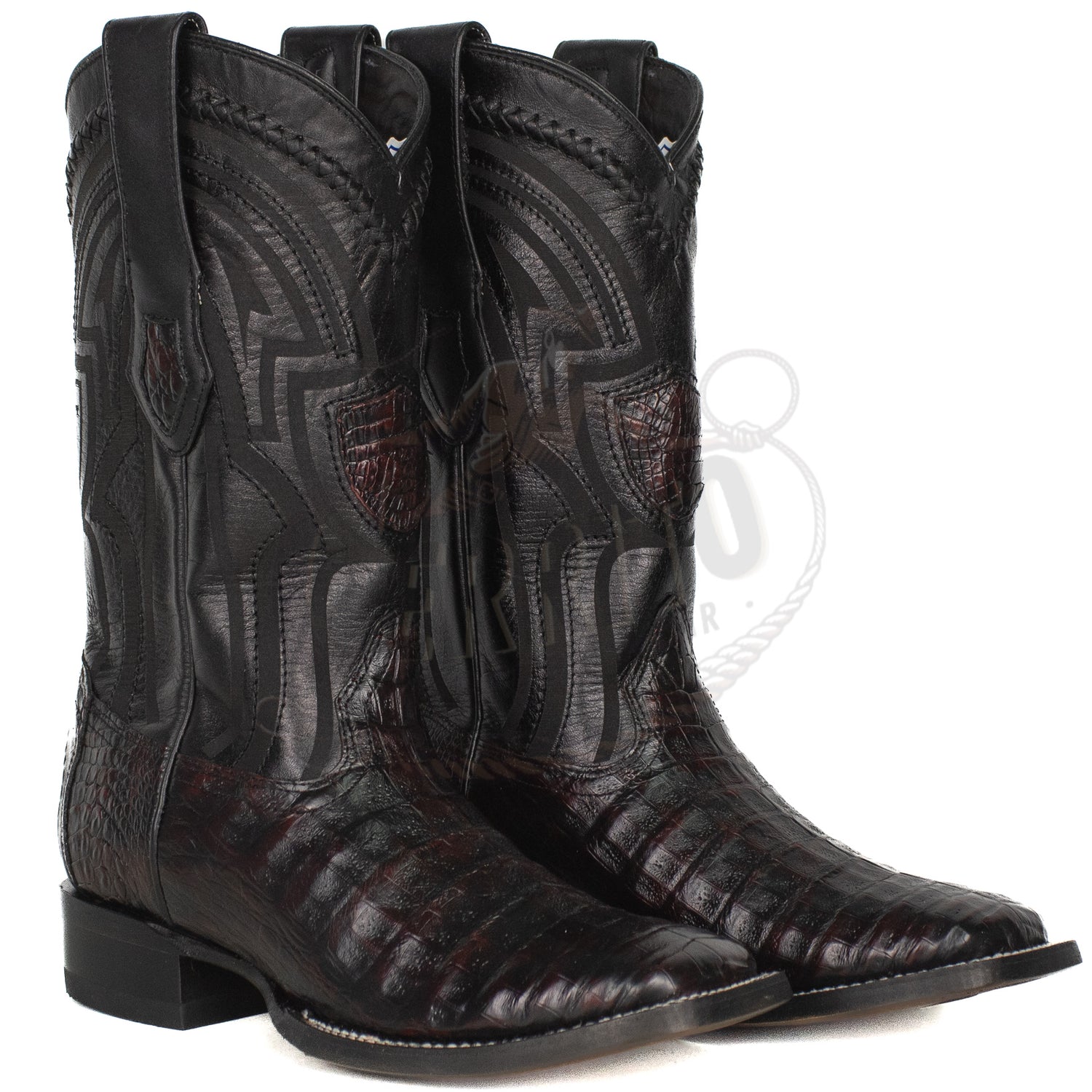 Wild West Men Caiman Belly Square Toe Blackcherry 824L8218 Boot