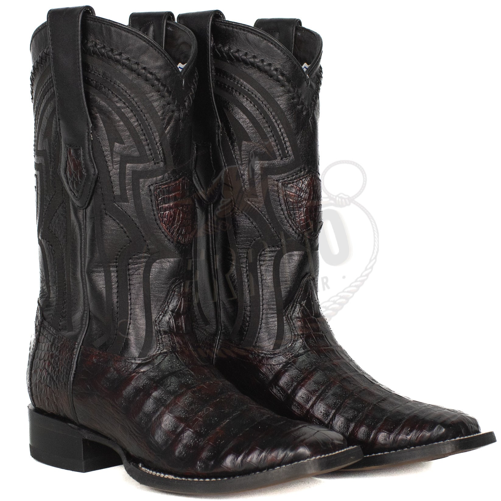 Wild West Men Caiman Belly Square Toe Blackcherry 824L8218 Boot