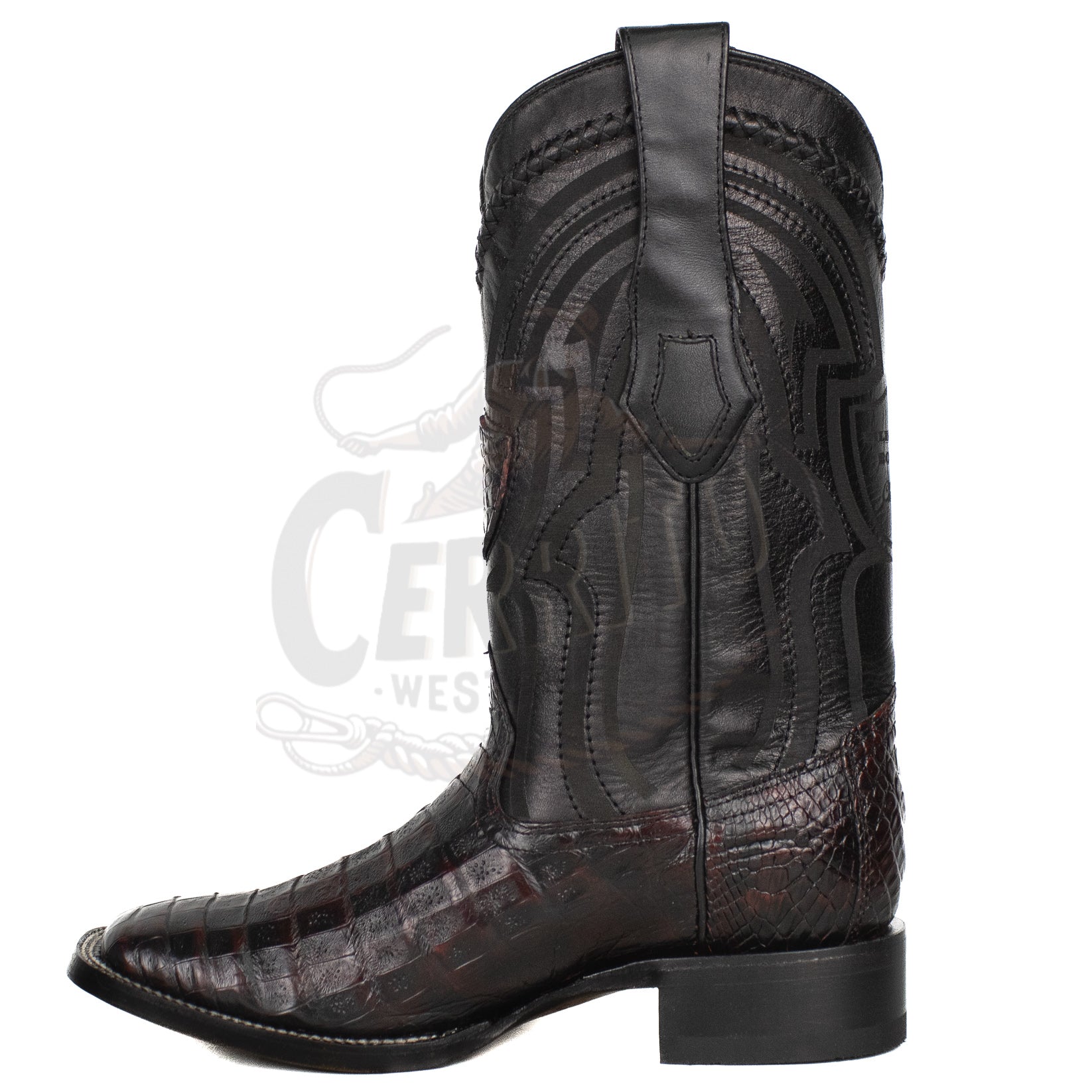 Wild West Men Caiman Belly Square Toe Blackcherry 824L8218 Boot