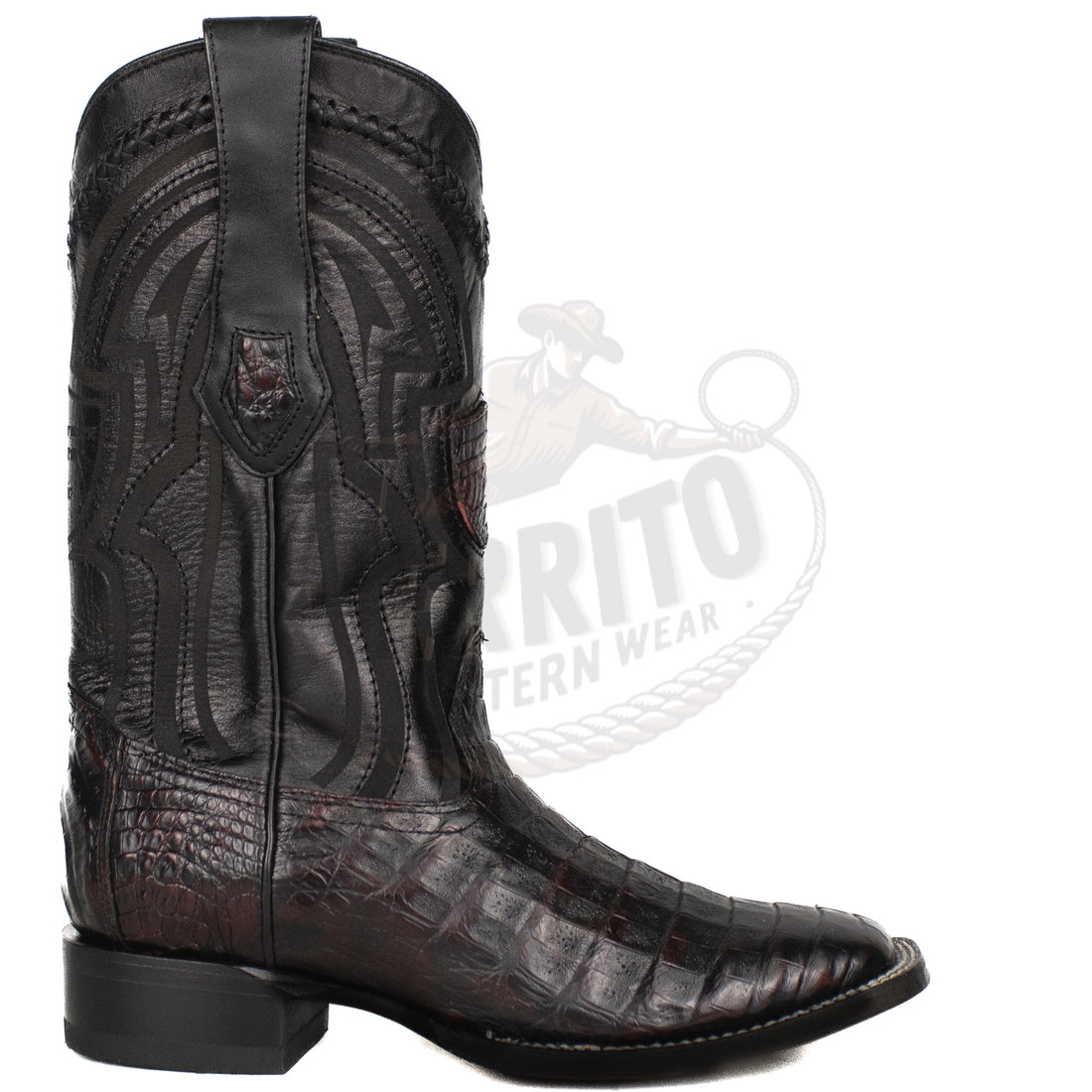 Wild West Men Caiman Belly Square Toe Blackcherry 824L8218 Boot