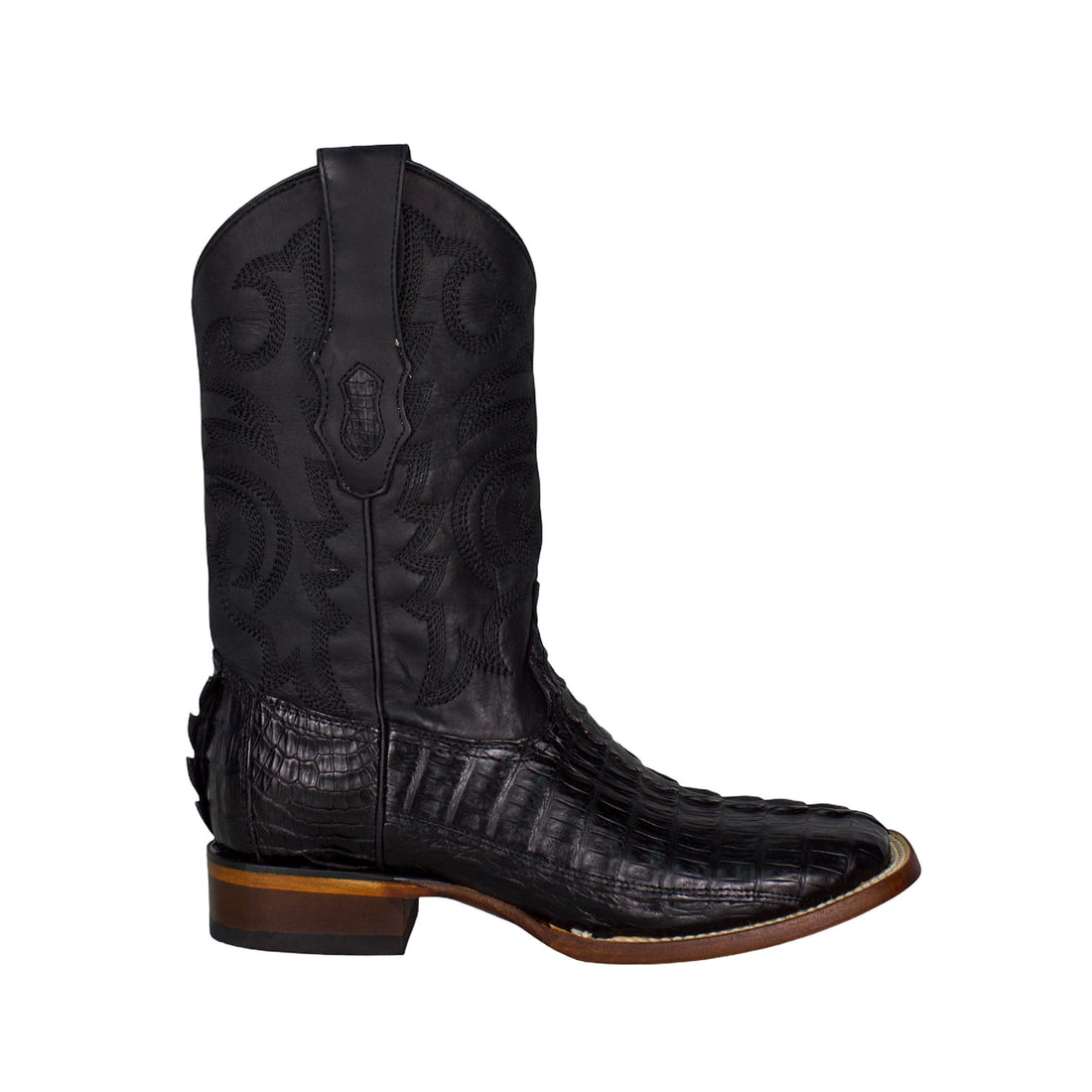 Los Altos Men Caiman Tail Black 8220105 Square Toe Boot