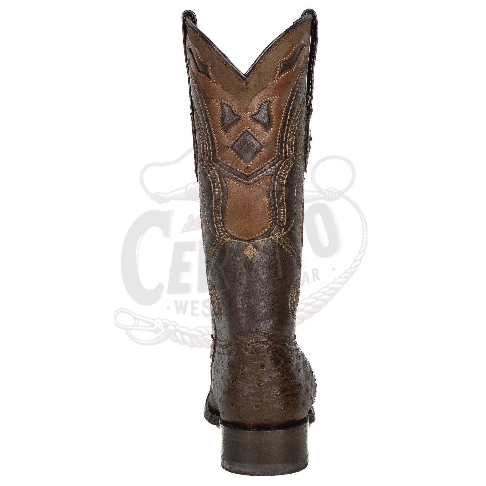 Wild West Men Ostrich Snip Toe 940307 Brown Boot