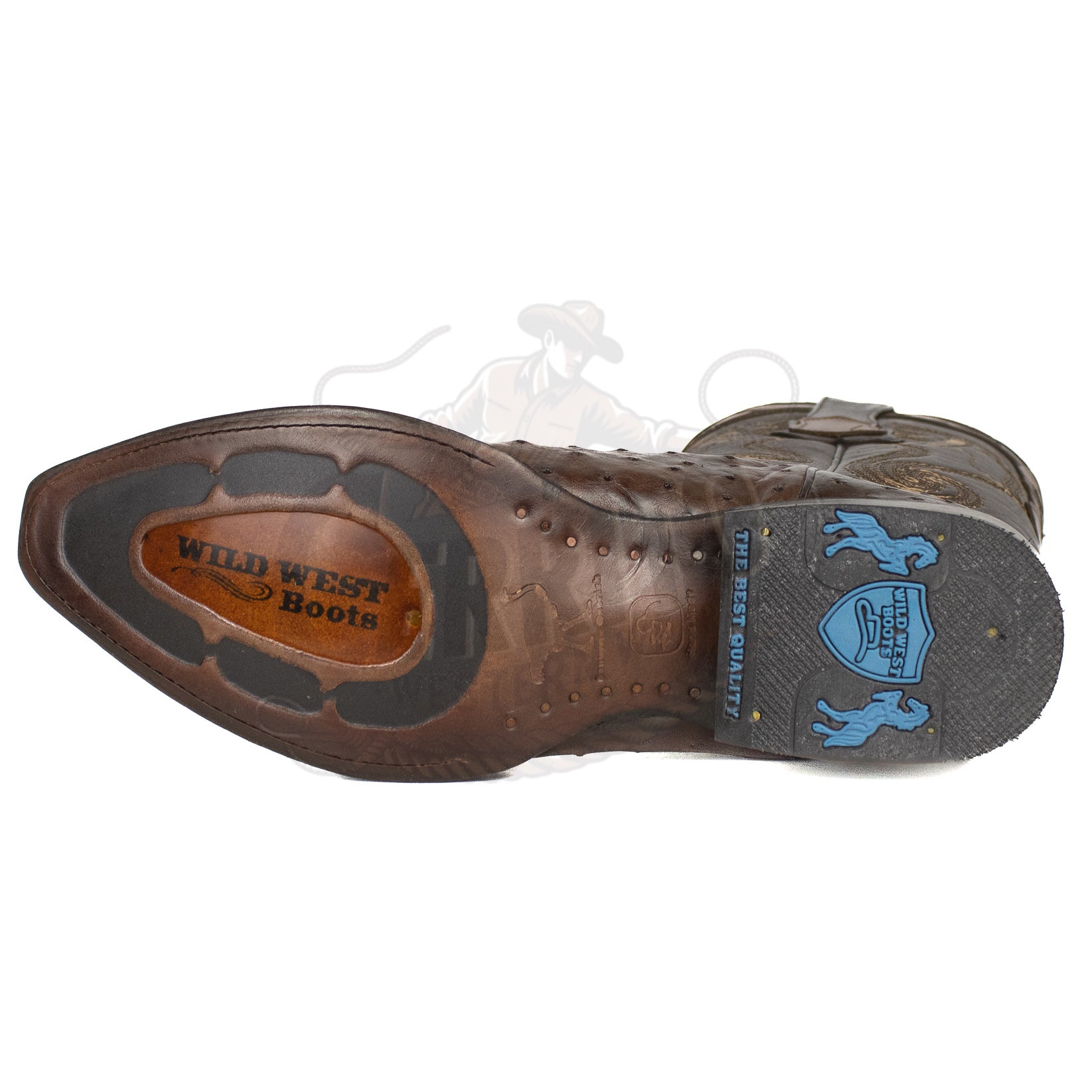 Wild West Men Ostrich Snip Toe 940307 Brown Boot