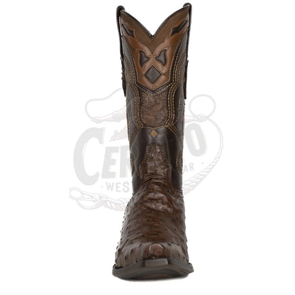 Wild West Men Ostrich Snip Toe 940307 Brown Boot