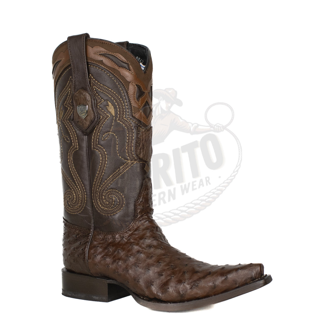 Wild West Men Ostrich Snip Toe 940307 Brown Boot