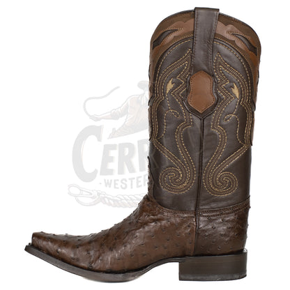 Wild West Men Ostrich Snip Toe 940307 Brown Boot