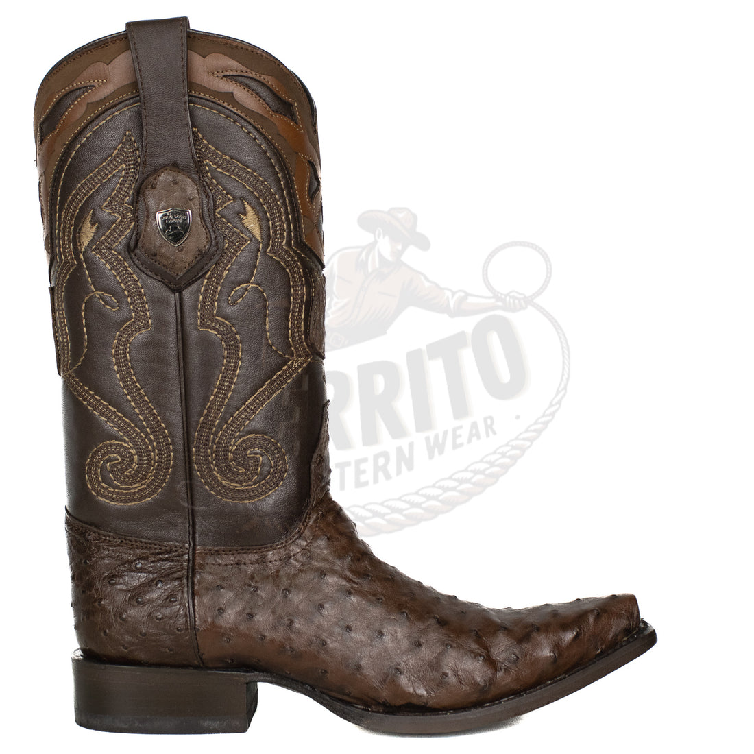 Wild West Men Ostrich Snip Toe 940307 Brown Boot