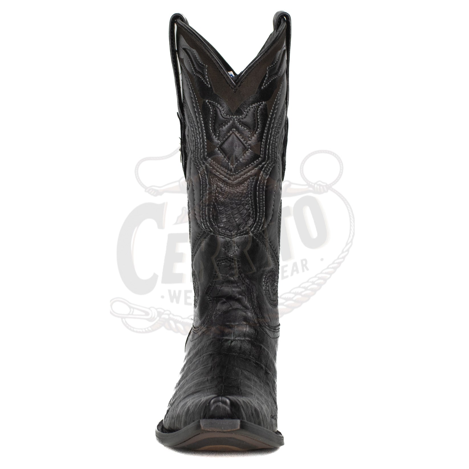 Wild West Men Caiman Belly Black 2948205 Snip Toe Boot