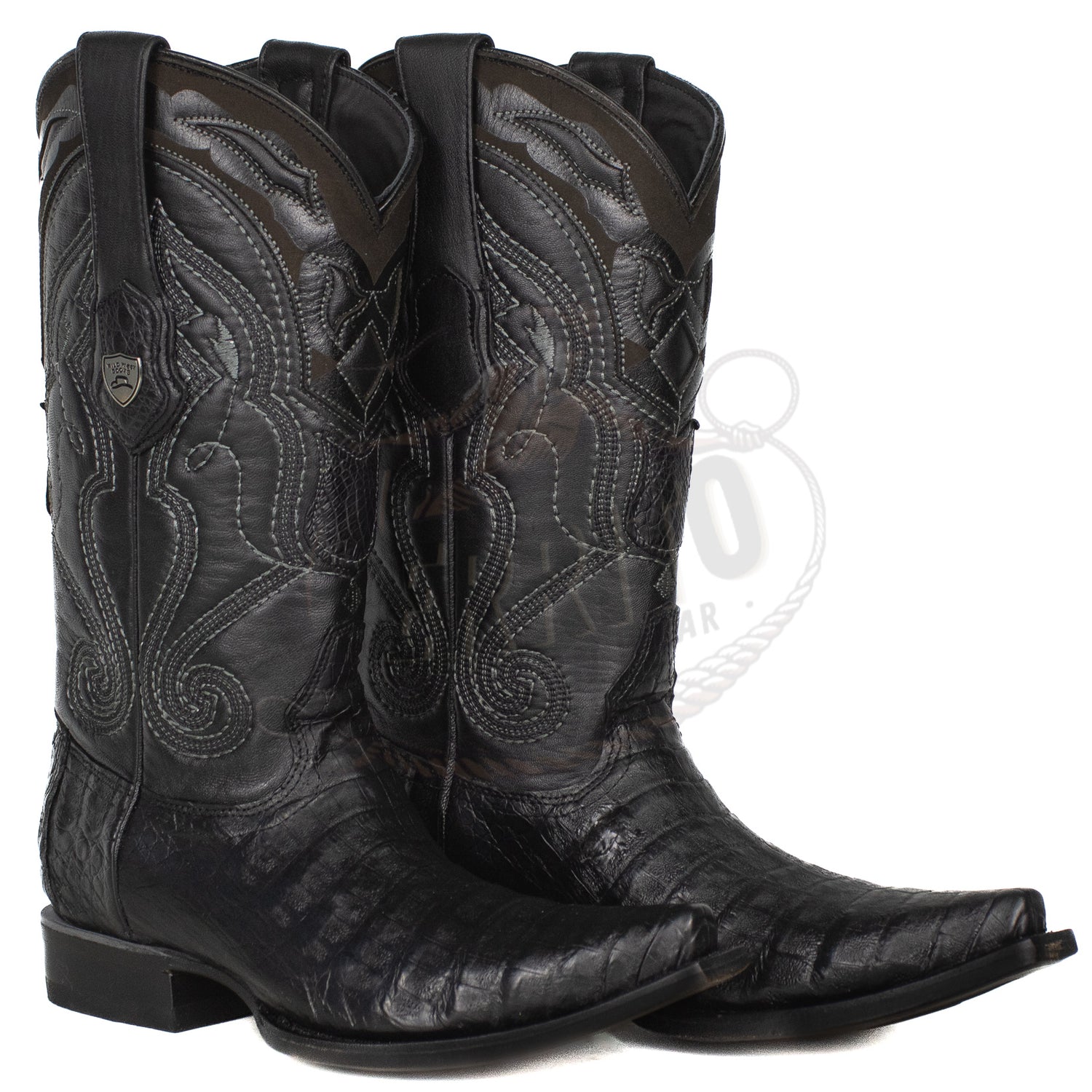 Wild West Men Caiman Belly Black 2948205 Snip Toe Boot