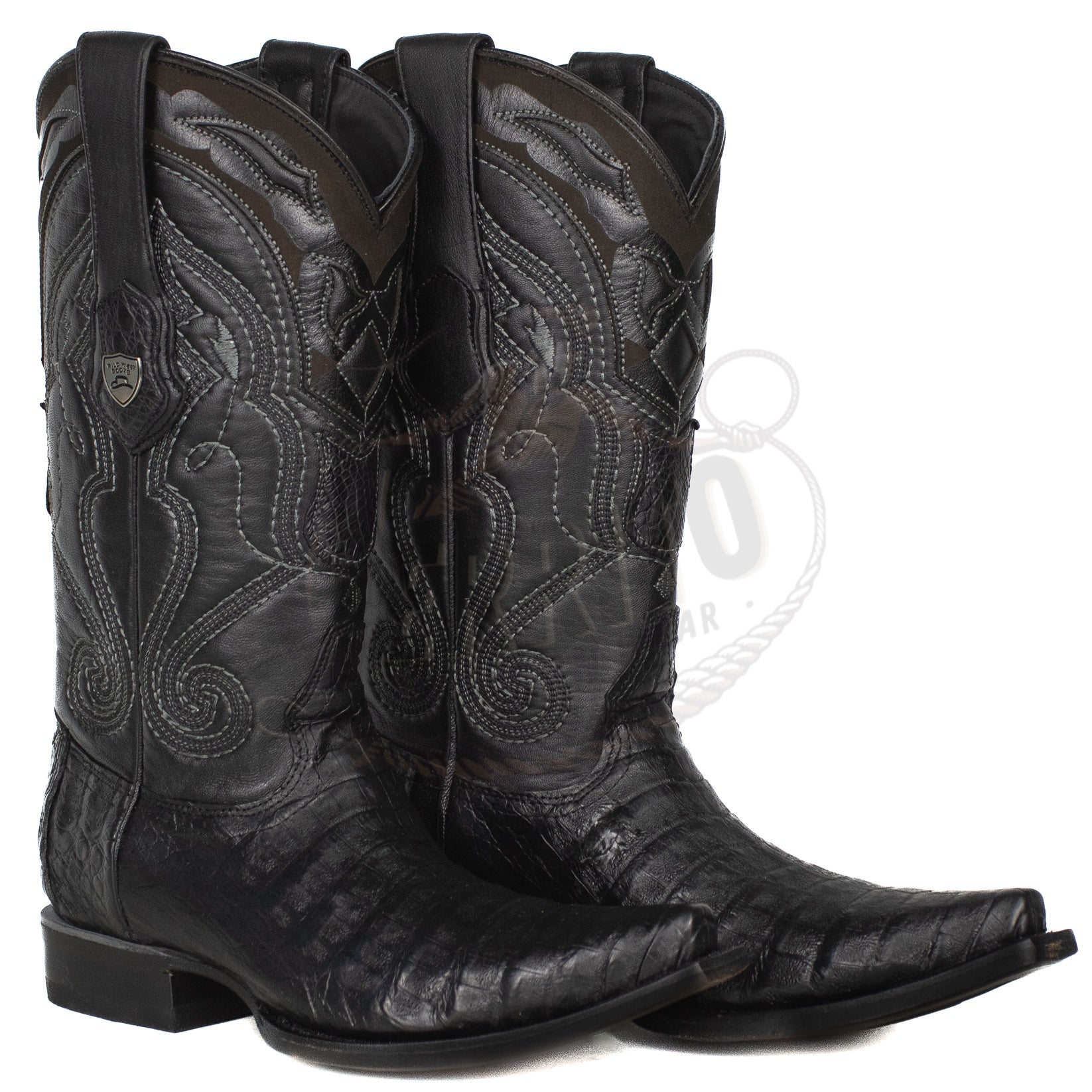 Wild West Men Caiman Belly Black 2948205 Snip Toe Boot