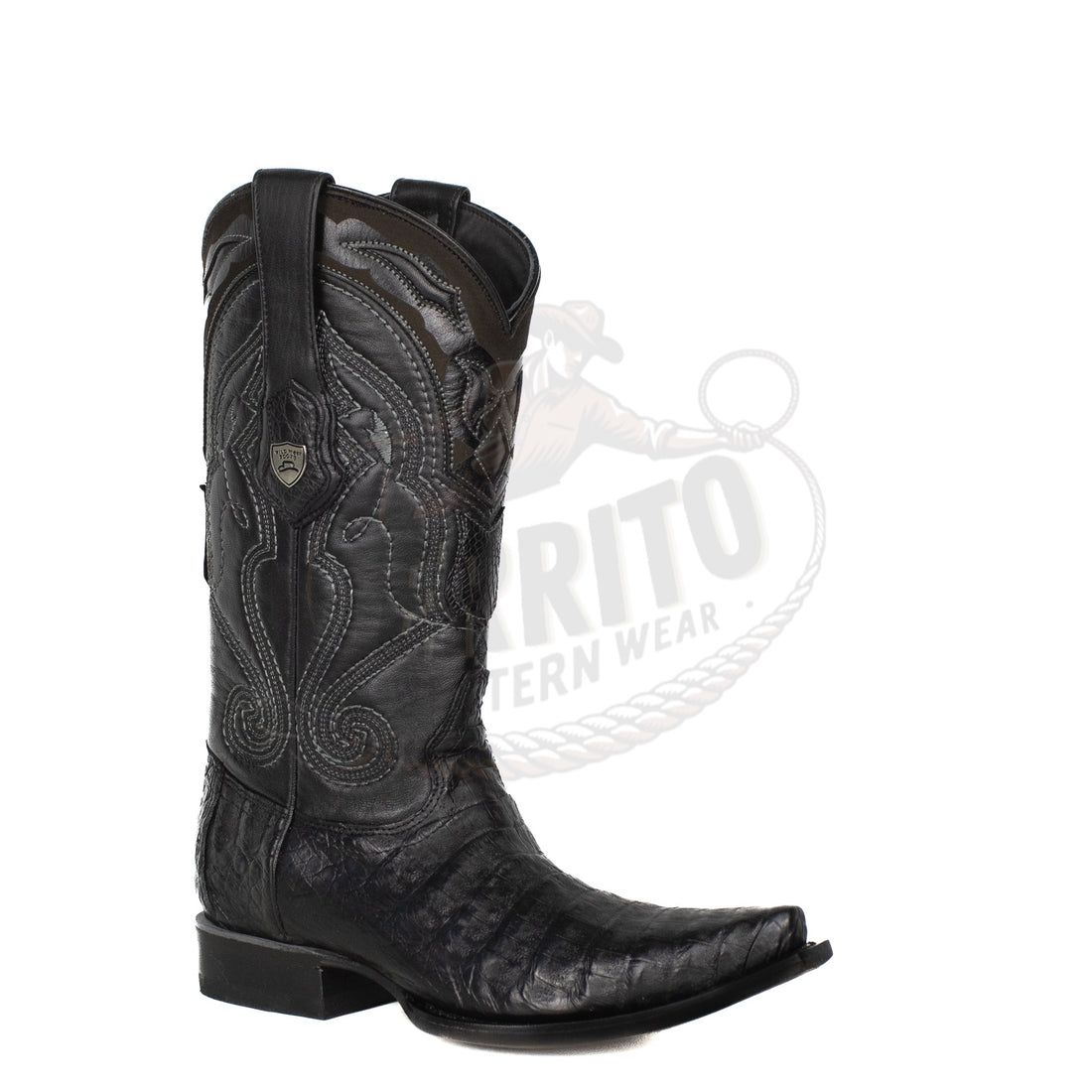 Wild West Men Caiman Belly Black 2948205 Snip Toe Boot