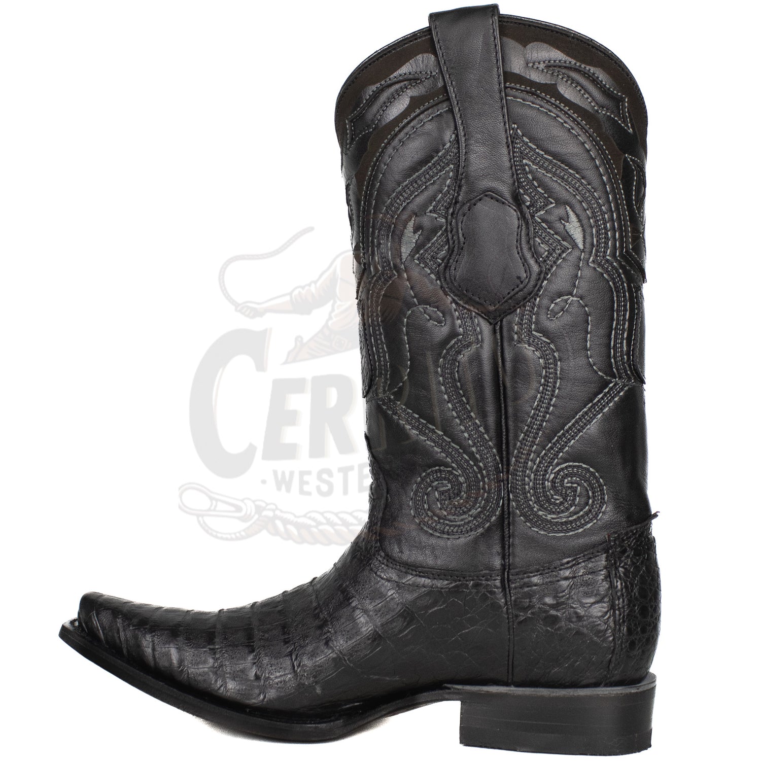 Wild West Men Caiman Belly Black 2948205 Snip Toe Boot