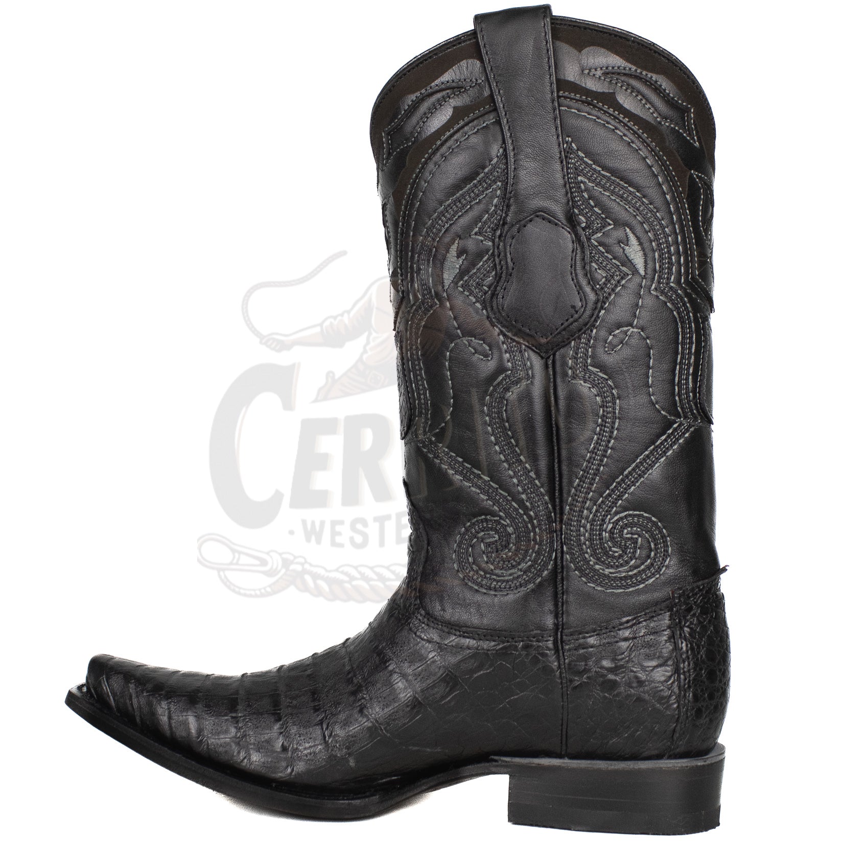 Wild West Men Caiman Belly Black 2948205 Snip Toe Boot