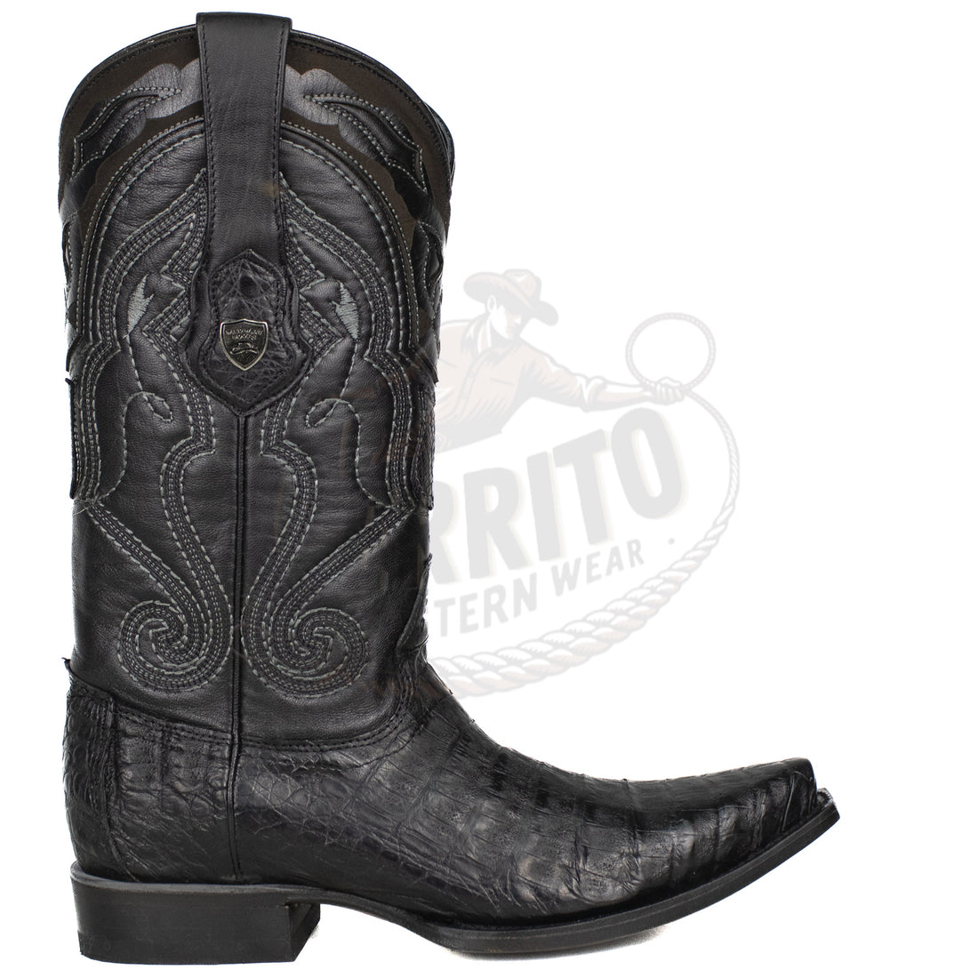 Wild West Men Caiman Belly Black 2948205 Snip Toe Boot