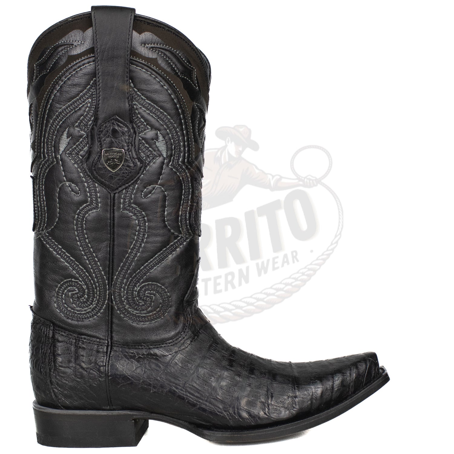 Wild West Men Caiman Belly Black 2948205 Snip Toe Boot