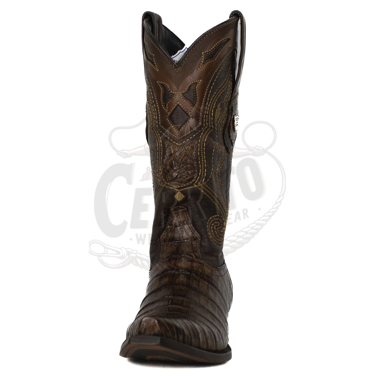 Wild West Men Caiman Belly Brown 948207 Snip Toe Boot