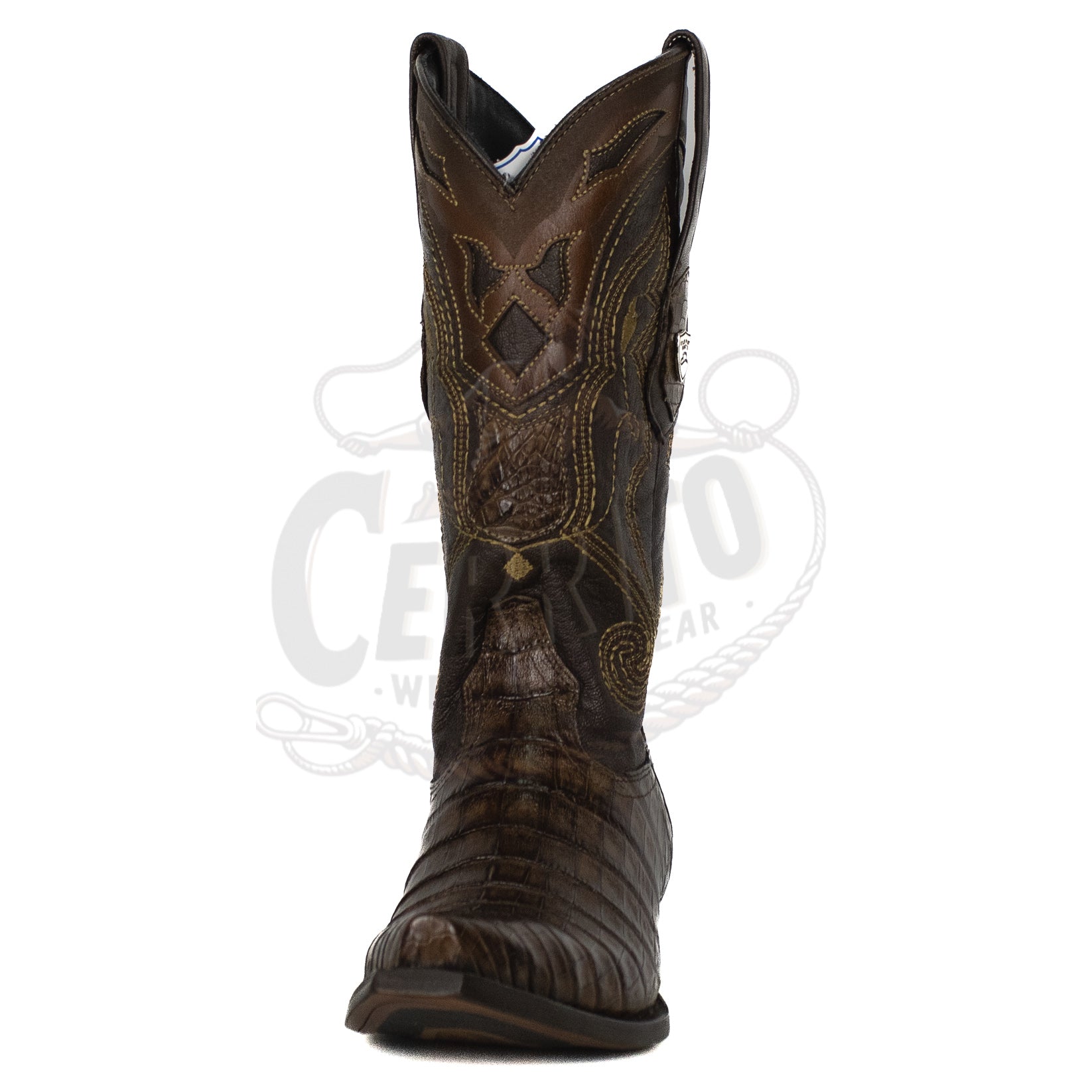 Wild West Men Caiman Belly Brown 948207 Snip Toe Boot