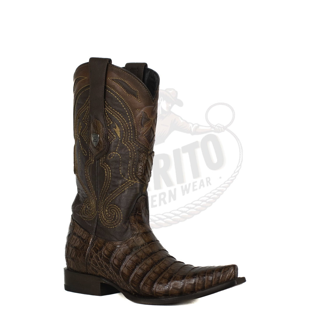 Wild West Men Caiman Belly Brown 948207 Snip Toe Boot