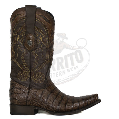 Wild West Men Caiman Belly Brown 948207 Snip Toe Boot