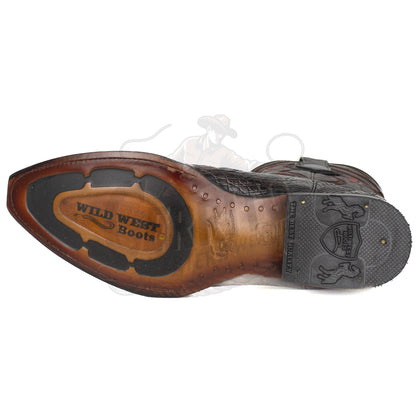 Wild West Men Caiman Belly Black Cherry 948218 Snip Toe Boot