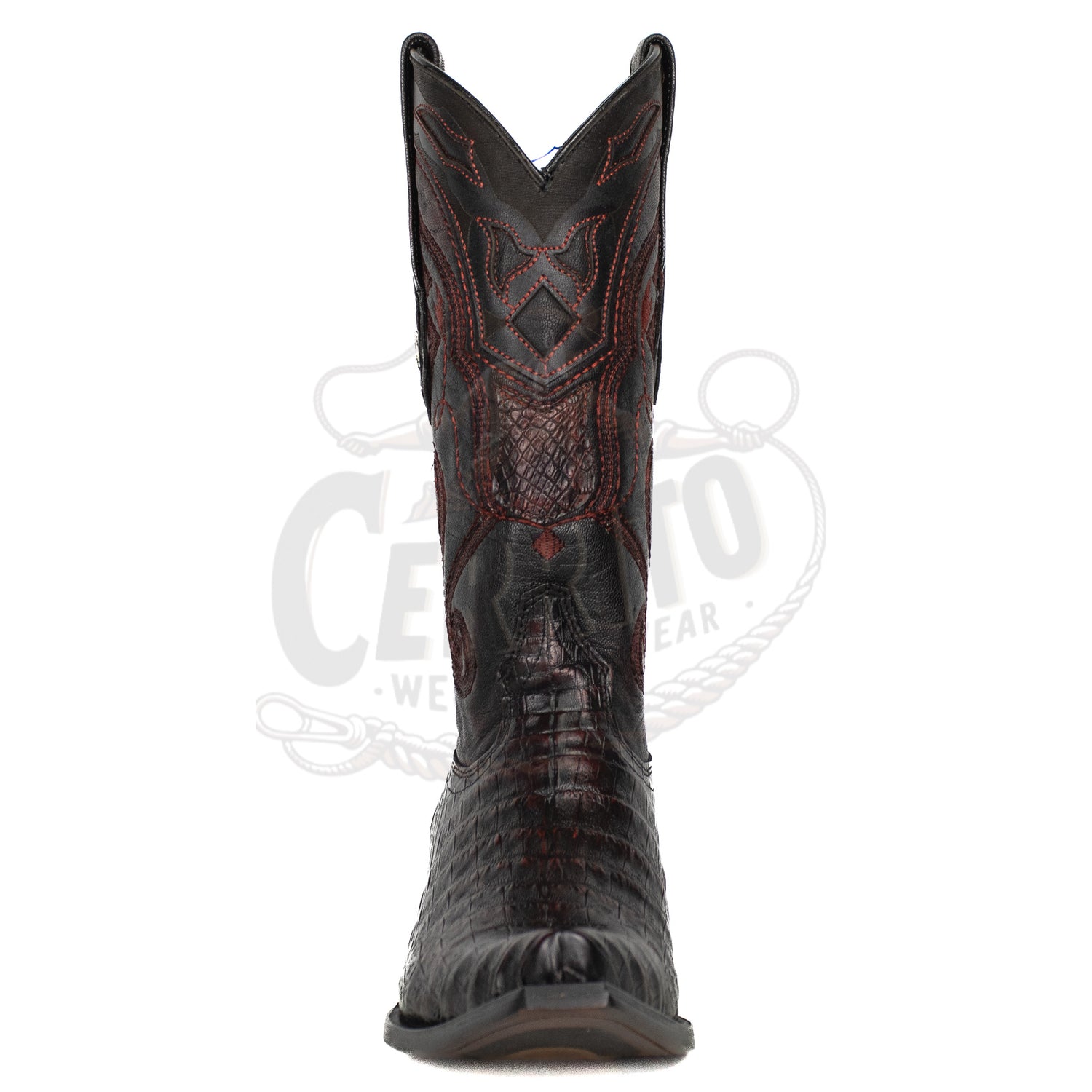 Wild West Men Caiman Belly Black Cherry 948218 Snip Toe Boot