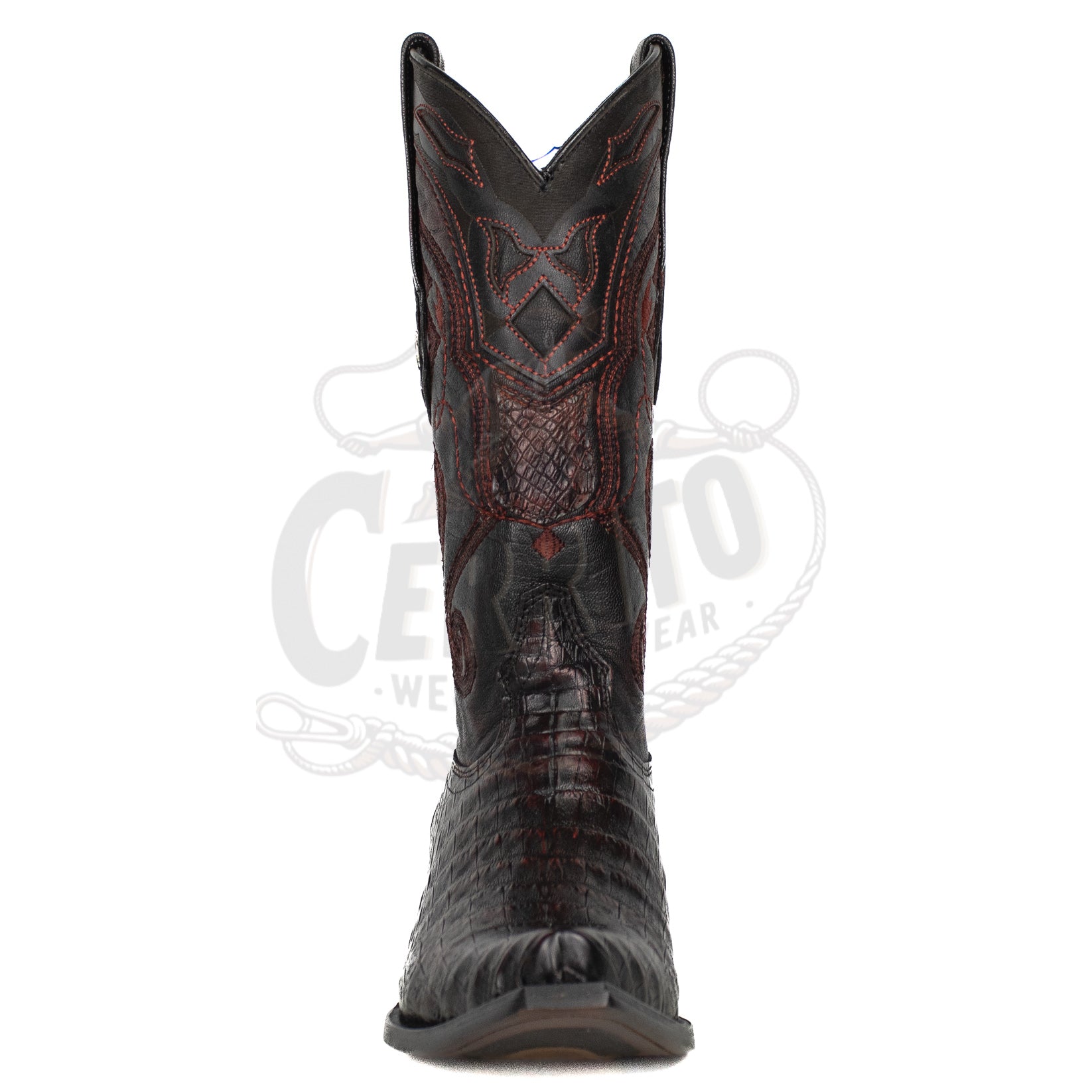 Wild West Men Caiman Belly Black Cherry 948218 Snip Toe Boot