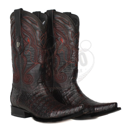 Wild West Men Caiman Belly Black Cherry 948218 Snip Toe Boot
