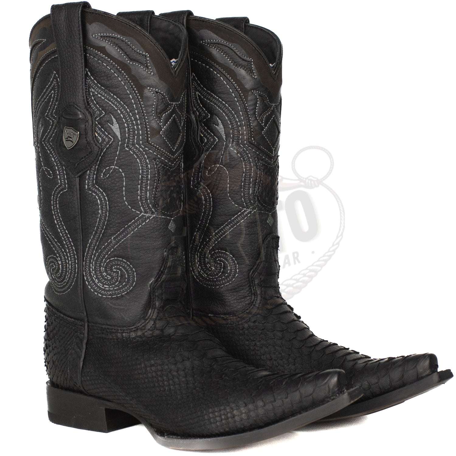 Wild West Men Graso Black 94G5705 Python Snip Toe Boot