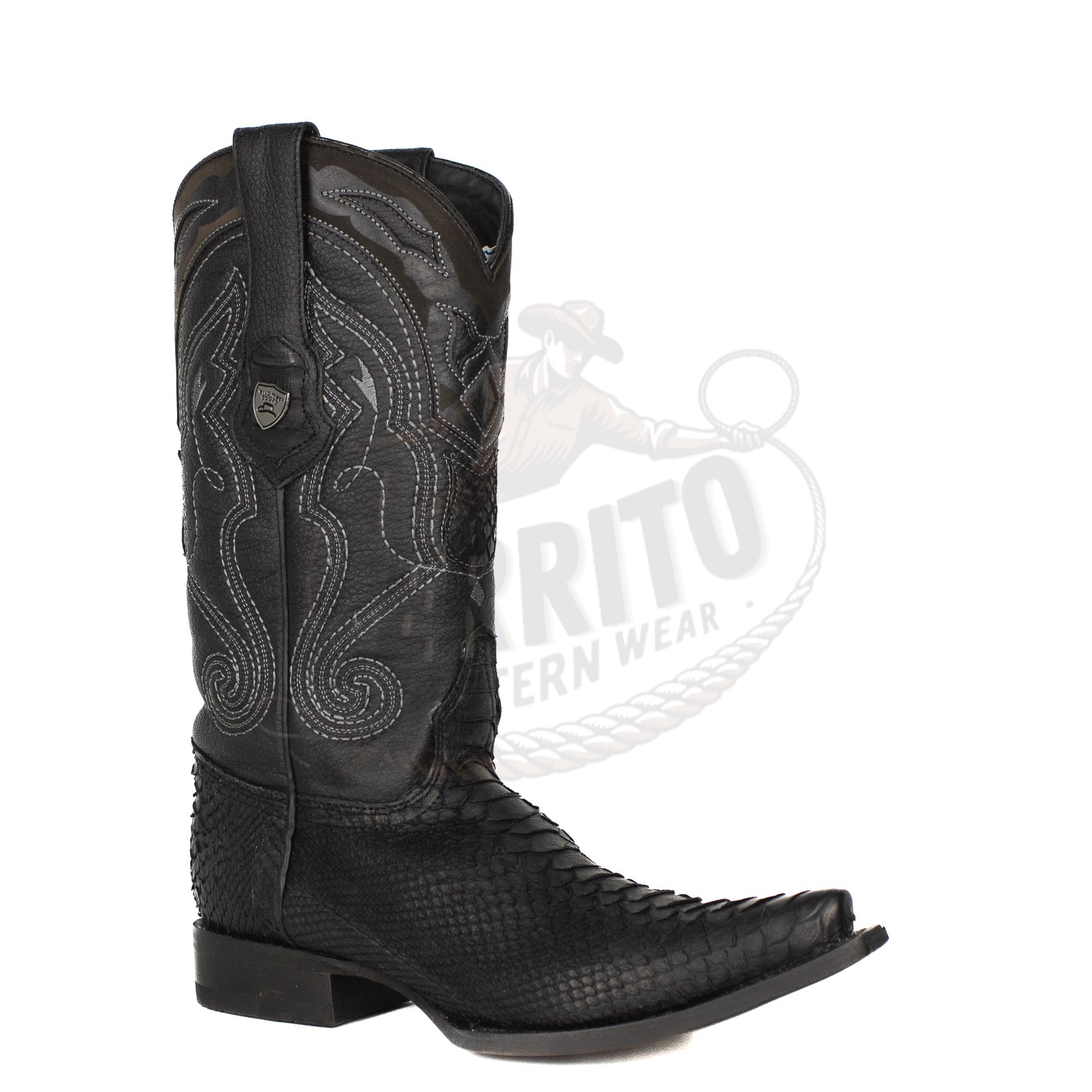Wild West Men Graso Black 94G5705 Python Snip Toe Boot
