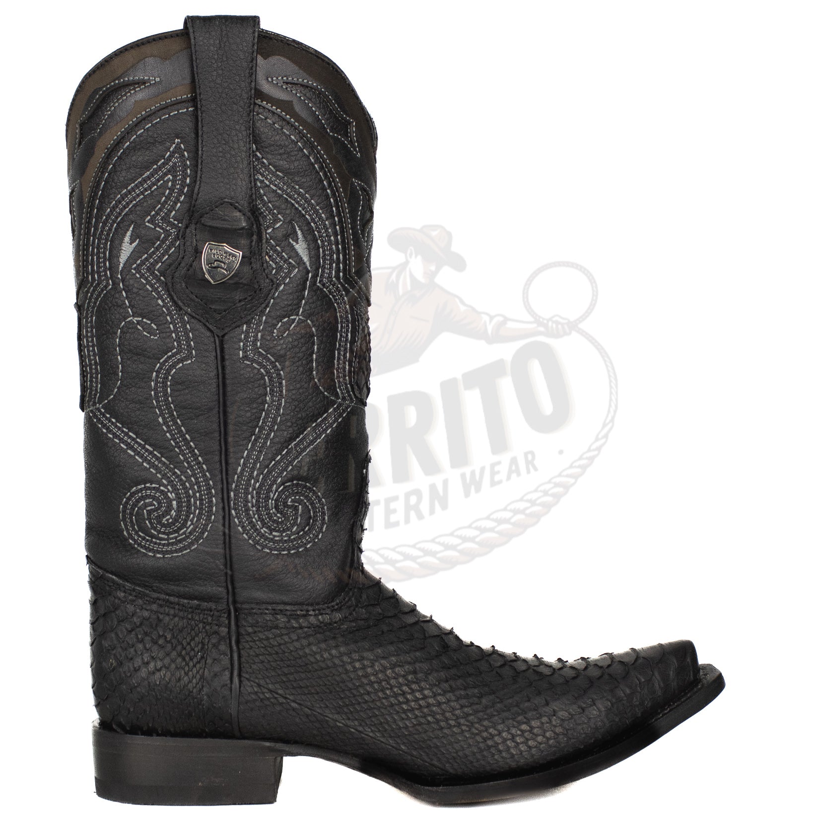 Wild West Men Graso Black 94G5705 Python Snip Toe Boot