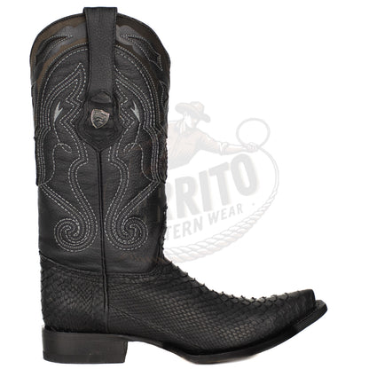 Wild West Men Graso Black 94G5705 Python Snip Toe Boot