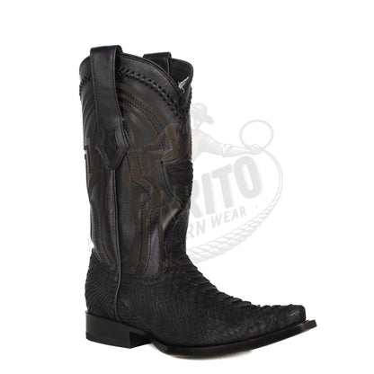 Wild West MN Python Snip Toe Boot 94LIN5705 Nobuck Black