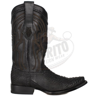 Wild West MN Python Snip Toe Boot 94LIN5705 Nobuck Black