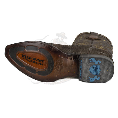 Wild West Men Nobuck Brown 94N5707 Python Snip Toe Boot