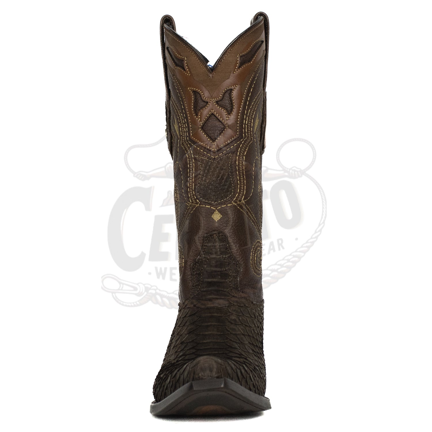 Wild West Men Nobuck Brown 94N5707 Python Snip Toe Boot