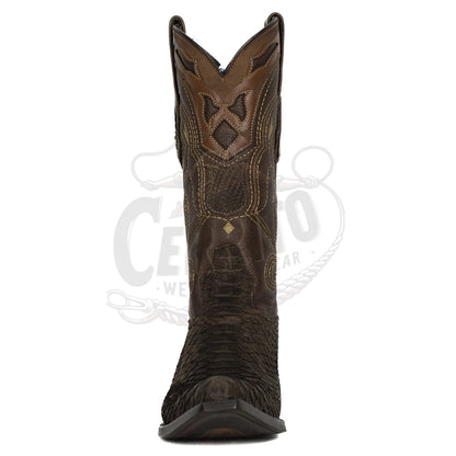 Wild West Men Nobuck Brown 94N5707 Python Snip Toe Boot
