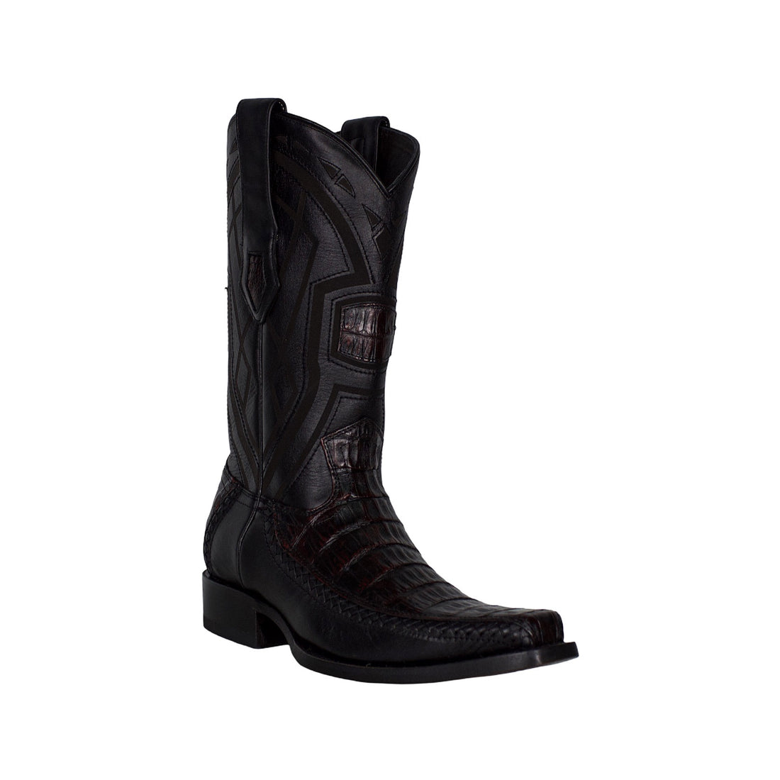 Los Altos Men Caiman Belly Black Cherry 77LFI8218 Narrow European Square Toe