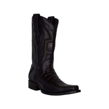 Los Altos Men Caiman Belly Black Cherry 77LFI8218 Narrow European Square Toe