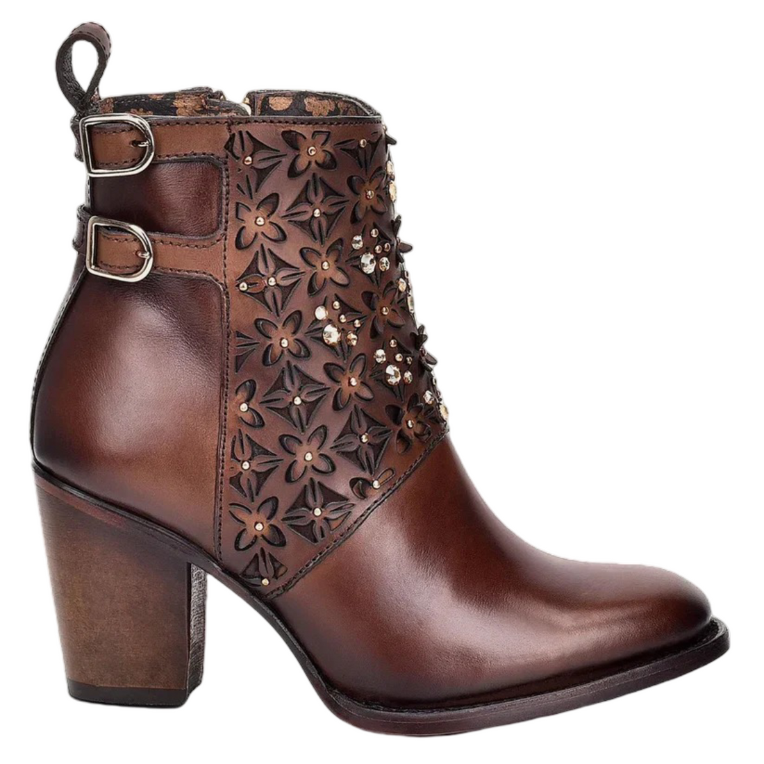 Cuadra WMN Leather Crystals Short Boot 3W02RS Moroni Moka
