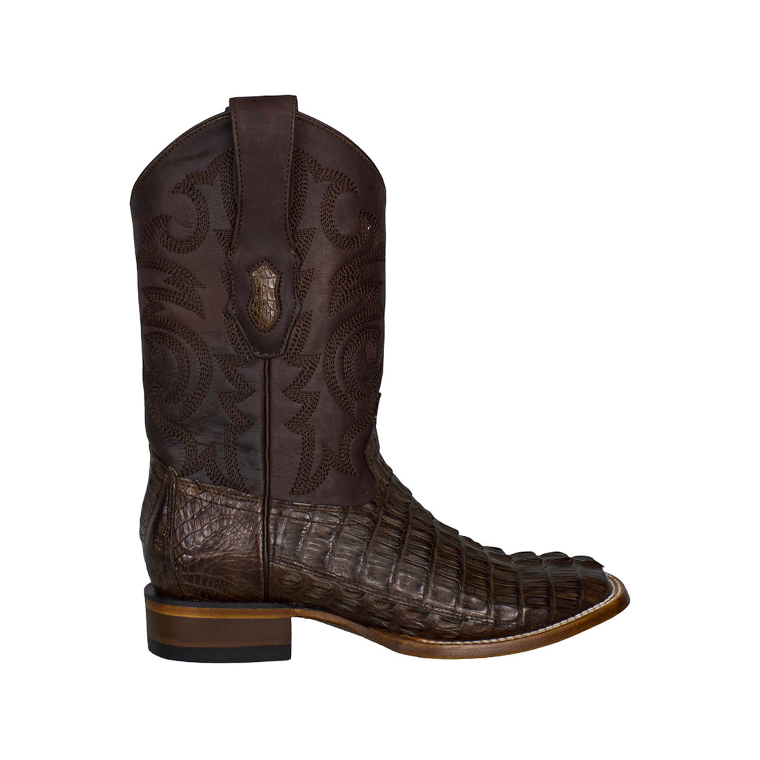 Los Altos Men Caiman Tail Brown 8220107 Square Toe Boot