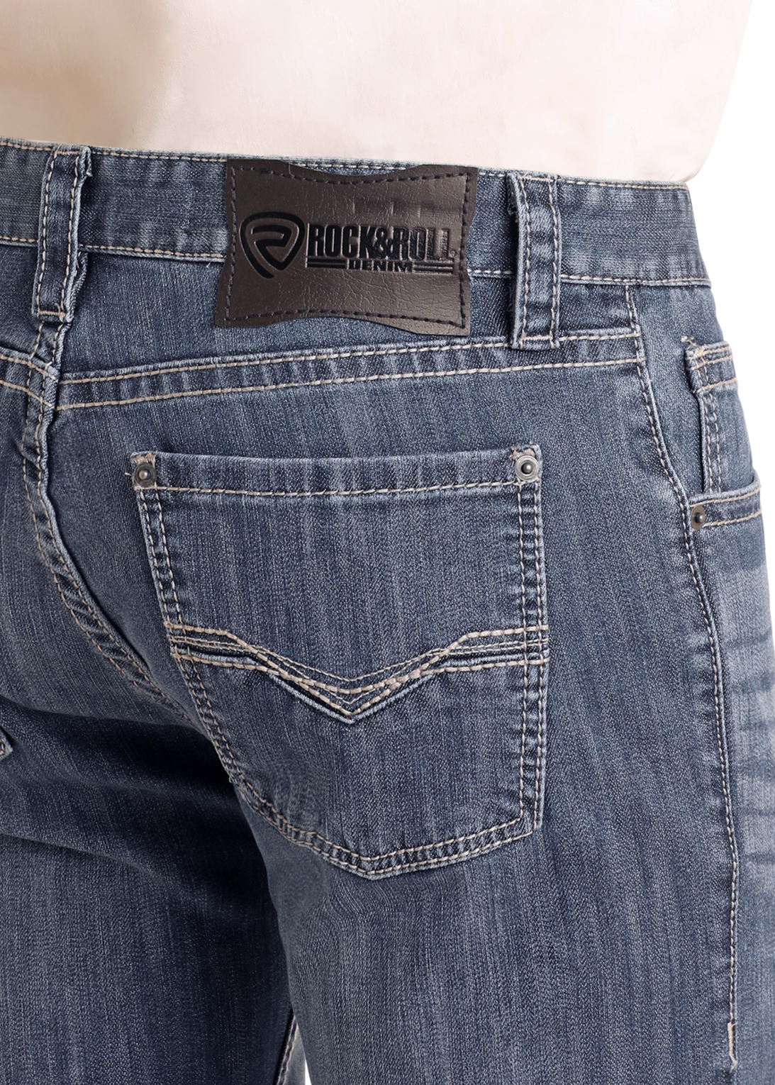 Rock &amp; Roll Men Slim Fit Stretch Straight Bootcut Jeans M1R3482