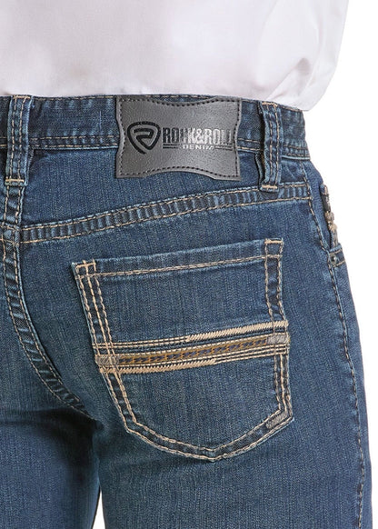 Rock &amp; Roll Men Slim Fit Embroidered Pocket Straight Leg Jeans BM1RD06704