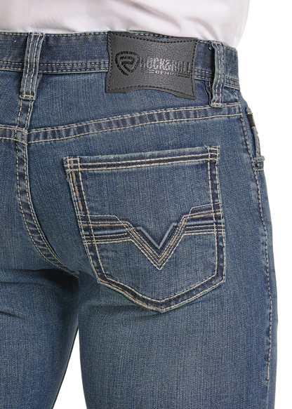 Rock &amp; Roll Men Stitch Revolver Slim Straight Jeans BM1RD03675