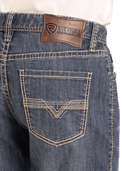 Rock &amp; Roll Men Double Barrel Stackable Bootcut Jeans  BMTBD04809