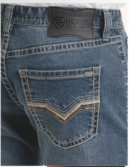 Rock &amp; Roll Men Skinny Fit Pleather Embroidered Straight Leg Jeans BM2MD06709