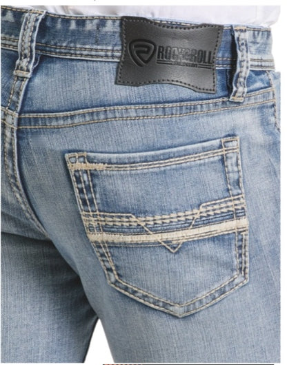 Rock &amp; Roll Men Slim Fit Stitch Pocket Straight Leg Jeans BM1RD06703