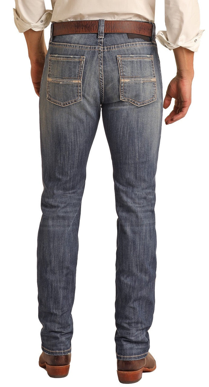 Rock &amp; Roll Men Slim Fit Stretch Straight Bootcut Jeans RRMD1RR0LN