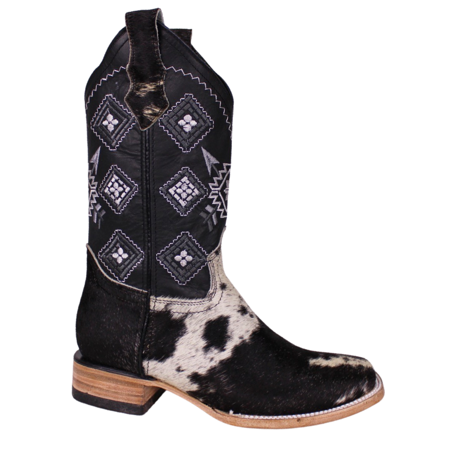 Agave Women Bulldog Full Black/White Cowhide Boot